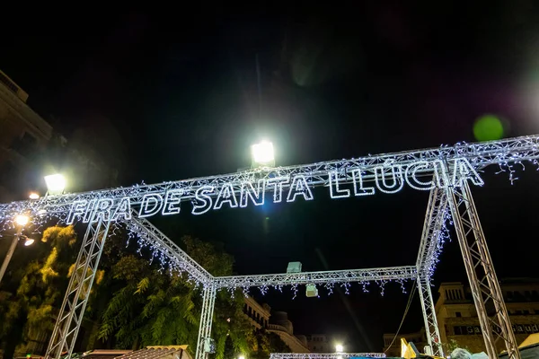 Santa Lúcia Mercado Natal Noite Barcelona Catalunha Espanha — Fotografia de Stock