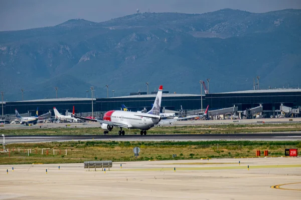 Barcelone Octobre 2017 Décollage Avion Aéroport Barcelone — Photo