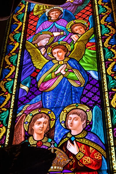 Stained Glass Window Montserrat Monastery Mountain Barcelona Catalonia — Stock Photo, Image