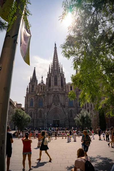 Καθεδρικός Ναός Της Βαρκελώνης Στη Γοτθική Συνοικία Καταλονία Ισπανία — Φωτογραφία Αρχείου
