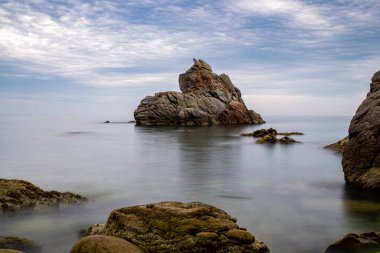 Katalonya 'nın Costa Brava' sındaki Lloret de Mar plajı, İspanya
