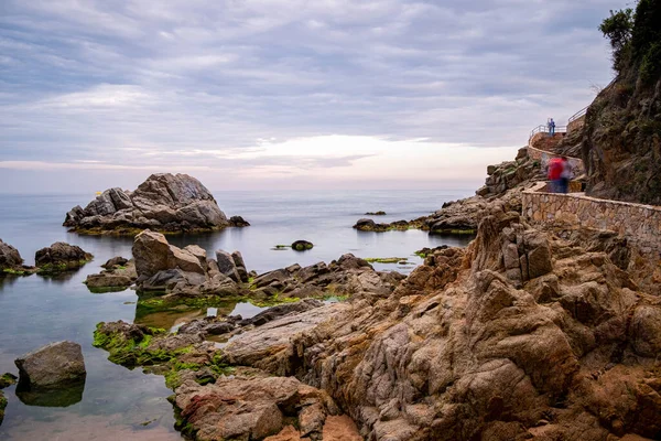 Пляж Lloret Mar Коста Брава Каталонии Испания — стоковое фото