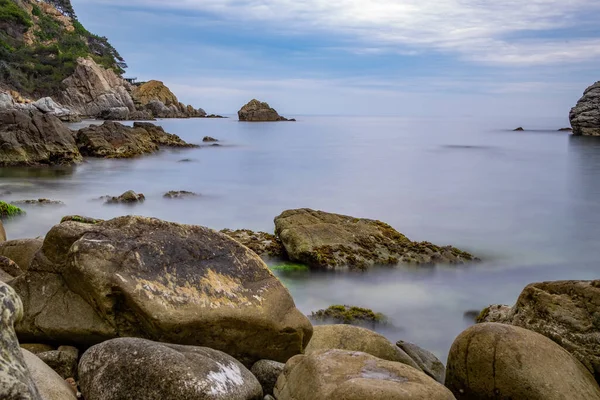 Пляж Lloret Mar Коста Брава Каталонии Испания — стоковое фото