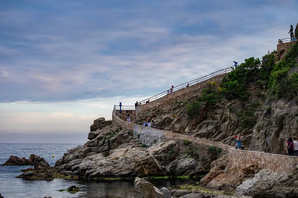 Пляж Lloret Mar Коста Брава Каталонии Испания — стоковое фото