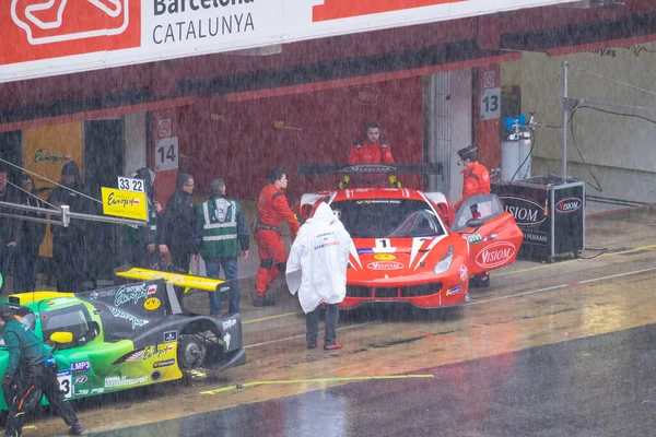 Ferrari 488 Langstreckenrennen Auf Dem Circuit Barcelona Catalunya — Stockfoto