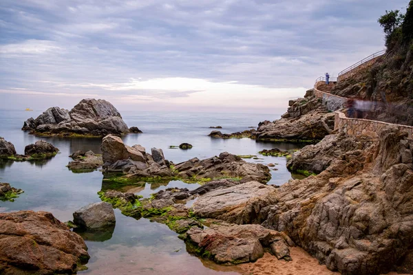 Пляж Lloret Mar Коста Брава Каталонии Испания — стоковое фото