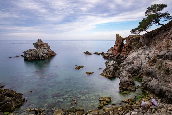 Пляж Lloret Mar Коста Брава Каталонии Испания — стоковое фото