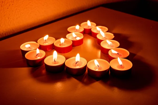 Romantic Heart Made Candles — Stock Photo, Image