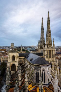 Fransa Bordeaux 'daki Katedral Saint Andre ve Pey Berland Kulesi.