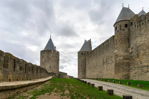 Befästa Medeltida Staden Carcassonne Frankrike — Stockfoto