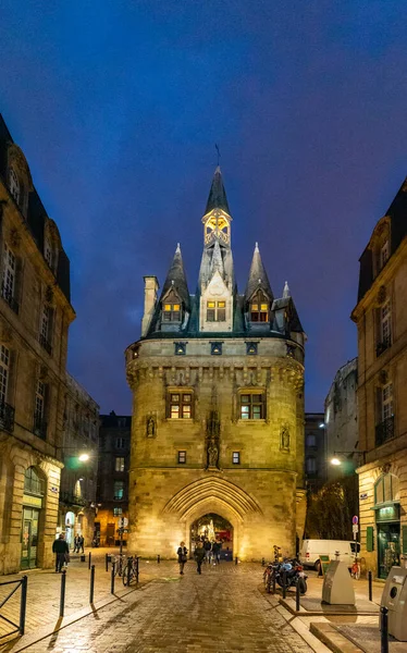 Porte Cailhau Nachts Bordeaux Frankrijk — Stockfoto