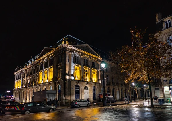 法国波尔多市夜晚的街景 — 图库照片