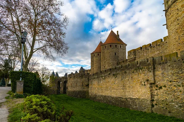 Ufortyfikowanego Średniowiecznego Miasta Carcassonne Francji — Zdjęcie stockowe