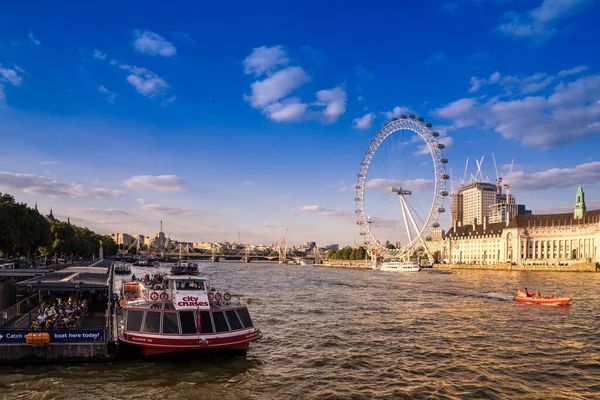 London Eye River Thames Στο Λονδίνο Ηνωμένο Βασίλειο — Φωτογραφία Αρχείου