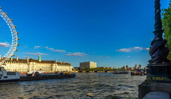 London Eye River Thames Στο Λονδίνο Ηνωμένο Βασίλειο — Φωτογραφία Αρχείου