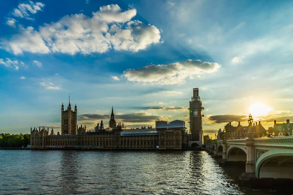 Big Ben Houses Parliament Most Westminster Londynie Wielka Brytania — Zdjęcie stockowe