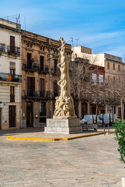Escultura Als Castellers Vilafranca Del Penedes Cataluña España — Foto de Stock