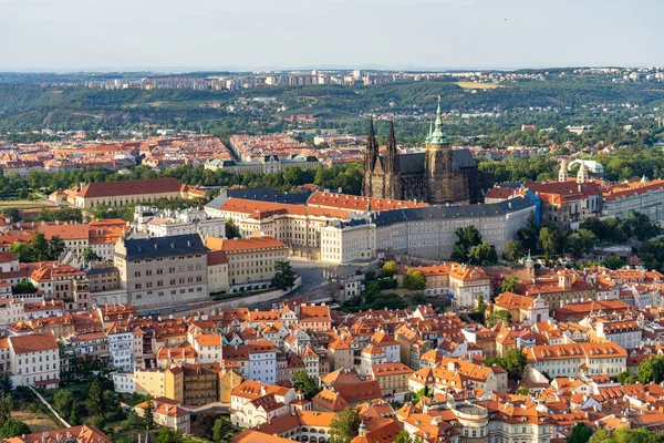 Widok Lotu Ptaka Praga Czechy Wieży Widokowej Petrin Hill — Zdjęcie stockowe