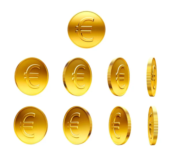 白い背景にユーロ記号で隔離されたゴールドコイン — ストック写真