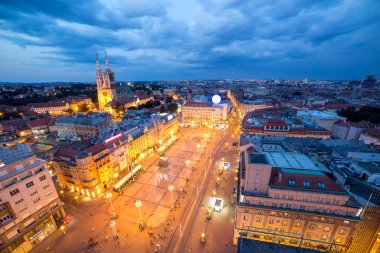 Zagreb Panorama by night   clipart