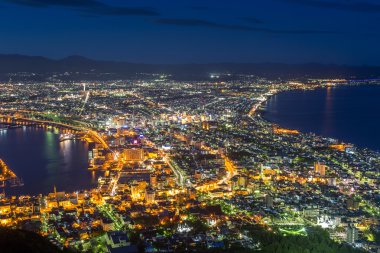 Hakodate şehir gece panorama