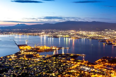 Hakodate şehir gece panorama