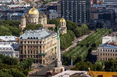 Riga şehir panoraması. Letonya