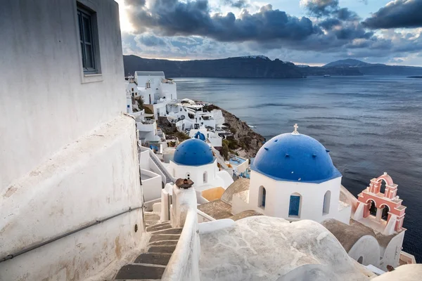 Santorini Klasik Thera Resmen Thira Güney Ege Denizi Nde Bir — Stok fotoğraf