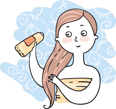 Genç kız saç bakımı yapmak