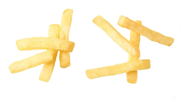 Pommes frites isoliert auf weißem Hintergrund, Draufsicht — Stockfoto