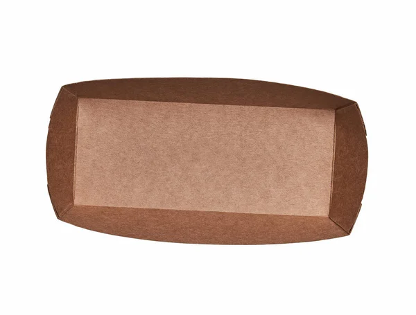 褐色食品盒，白色背景下隔离的快餐包装，顶部视图. — 图库照片