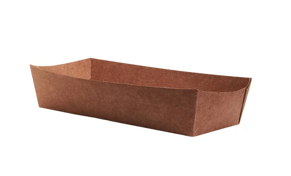 褐色食品盒,用于包装白色背景下隔离的快餐. — 图库照片