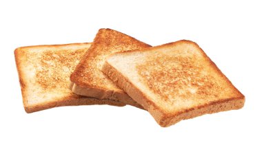 Beyaz arka planda izole edilmiş üç ekmek dilimi