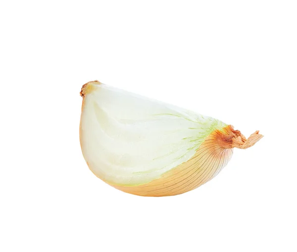 Beyaz Arka Planda Izole Edilmiş Sarı Soğan Dilimleri Yarım Soğan — Stok fotoğraf