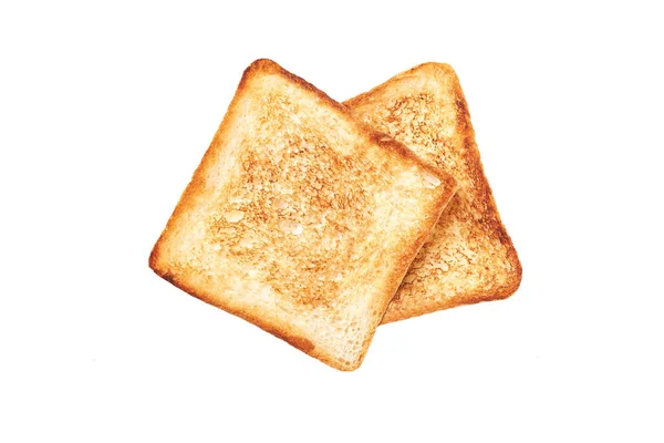 Zwei Toastbrotscheiben Isoliert Auf Weißem Hintergrund — Stockfoto