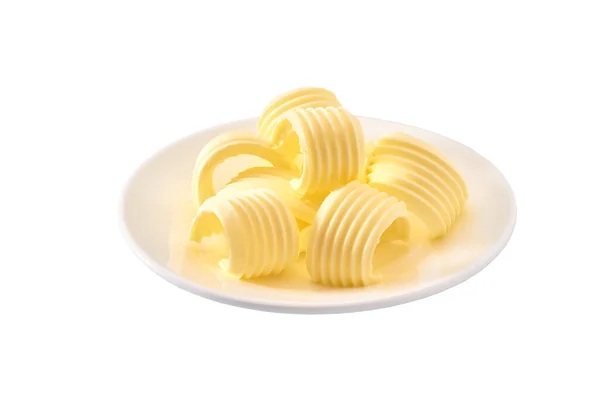 Cachos Manteiga Rolos Tigela Isolada Sobre Fundo Branco — Fotografia de Stock