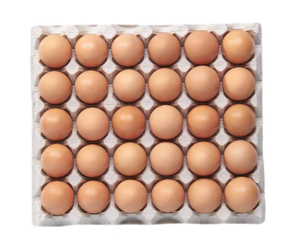 Raw Chicken Eggs Ecological Cardboard Packaging Isolated Organic Eggs — Stock Photo, Image