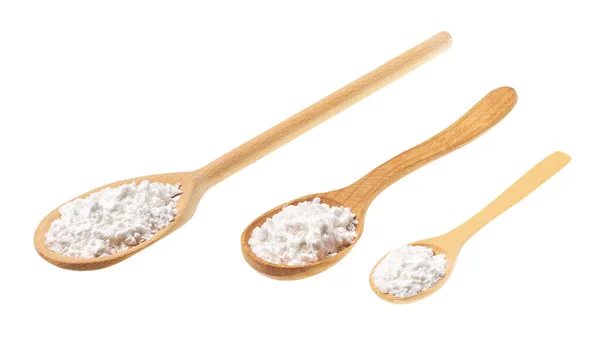 Potato Starch Wooden Spoon Isolated White Background — Stock Photo, Image