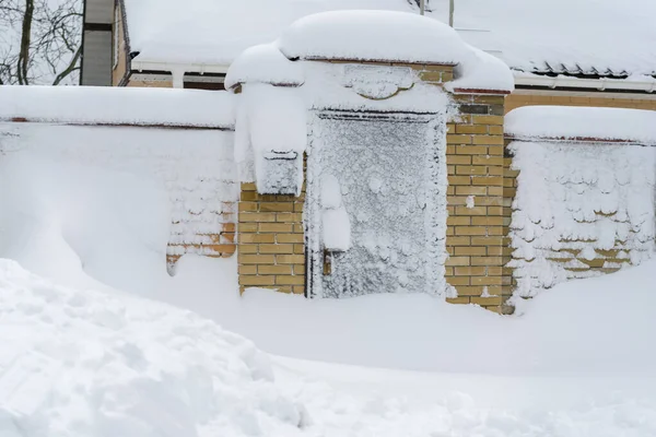 Ingången Täckt Med Snö — Stockfoto