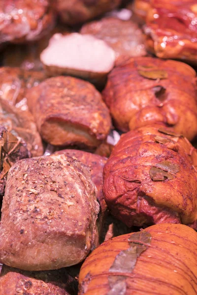 Delicias Carne Ahumada Embutidos Mercado — Foto de Stock