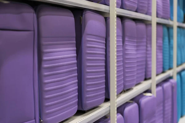 Purple Suitcases Shelf Store Travel Concept — 스톡 사진