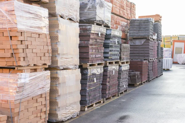 Clay Bricks Stored Building Construction Industrial Production Bricks — Stockfoto