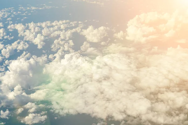 Gyönyörű Táj Légi Kilátás Felhők Felett Égen Nap Sugarai Felhőkben — Stock Fotó