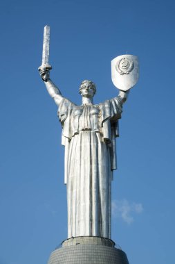 Ukraine, Kiev, July 2019: Monument Mother Motherland in Kiev, Ukraine. Monumental statue of the Mother Motherland devoted the Great Patriotic War. 