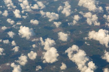 Beautiful landscape of above the clouds in the sky. The rays of the sun in the clouds.