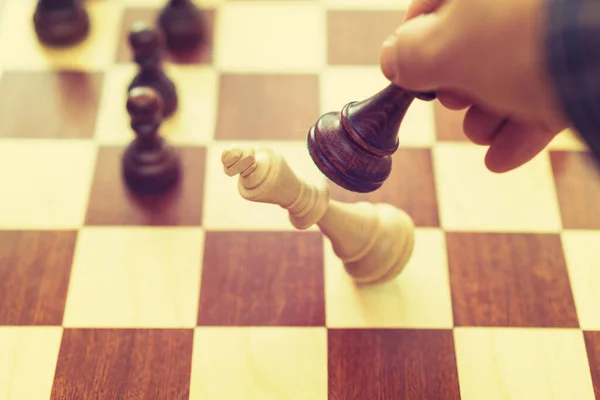 Holzschachfiguren Spielen Schachspiel — Stockfoto