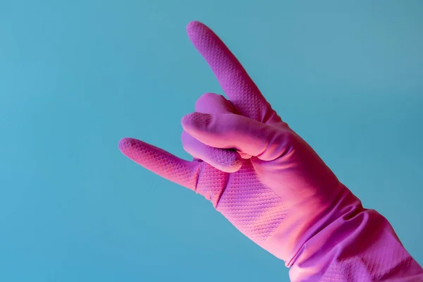 Hand Cleaning Glove Gesturing — Stok fotoğraf