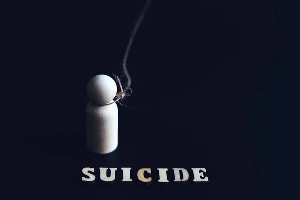 Concepto Suicidio Depresión Figura Del Hombre Bucle — Foto de Stock