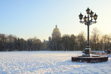 St. Petersburg'daki kış sabahı