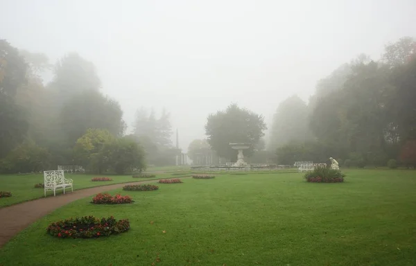 Misty manhã de outono em Tsarskoe Selo — Fotografia de Stock